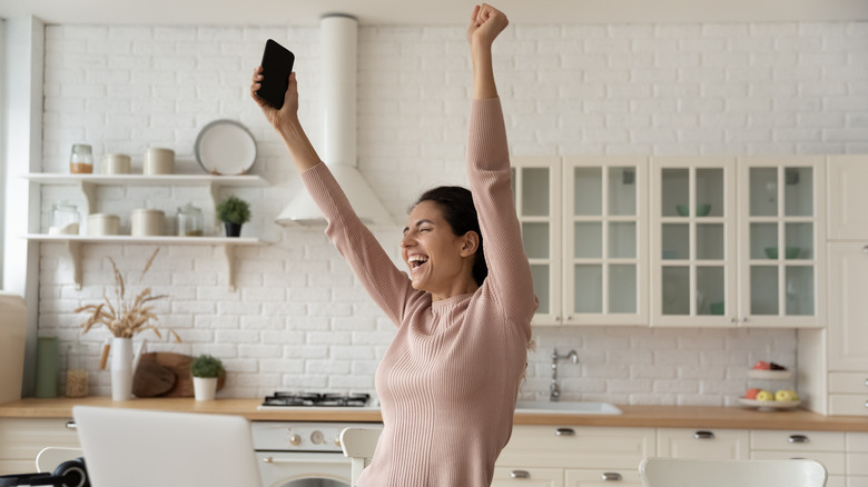 Woman feeling happy