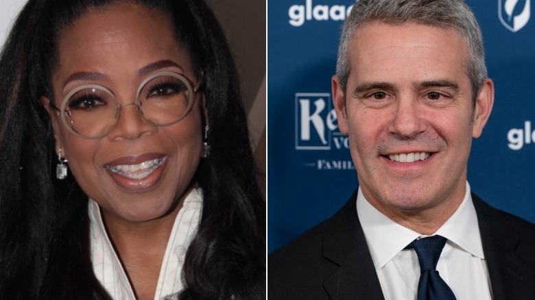 Split image of Oprah Winfrey and Andy Cohen