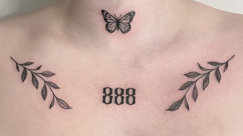 888 tattoo on the chest