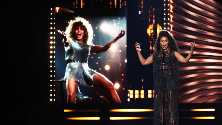 Angela Bassett inducts Tina Turner Rock and Roll hall of fame