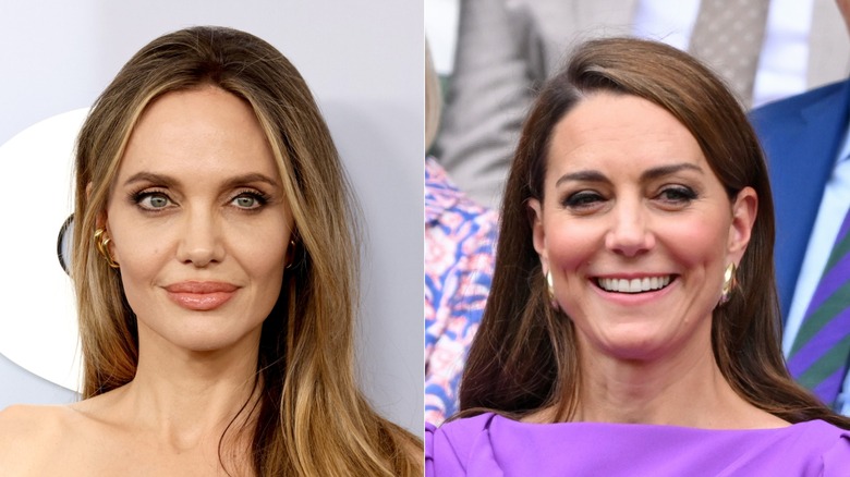 Angelina Jolie smiling & Kate Middleton smiling