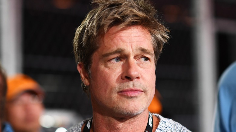 actor Brad Pitt serious