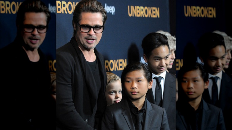Brad Pitt with Maddox and Pax Jolie-Pitt