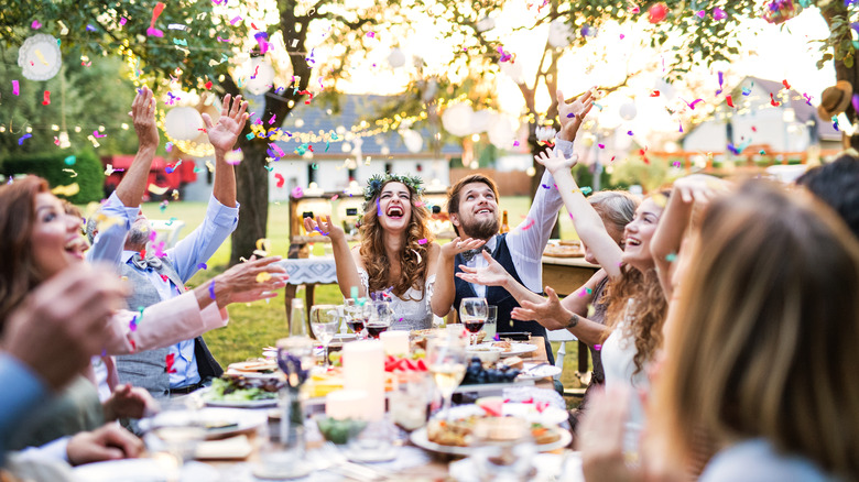 an outdoor wedding celebration