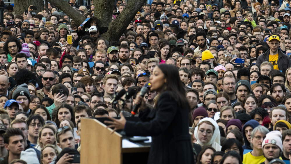 AOC speaking during a campaign rally