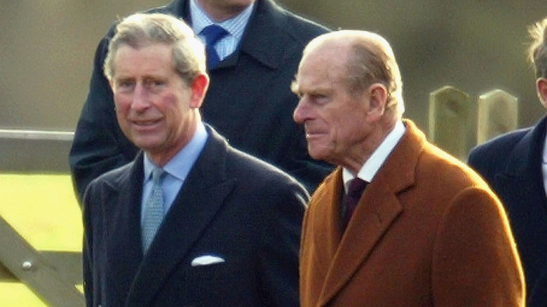 Prince Charles with his father Prince Philip. 