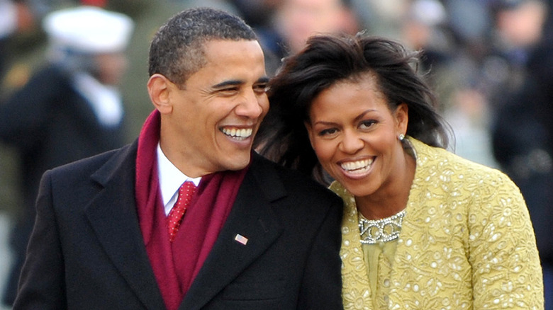 Barack and Michelle Obama smiling