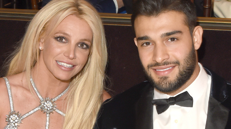 Britney Spears and Sam Asghari smiling