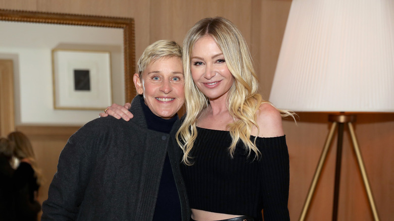 Ellen DeGeneres and Portia de Rossi smiling