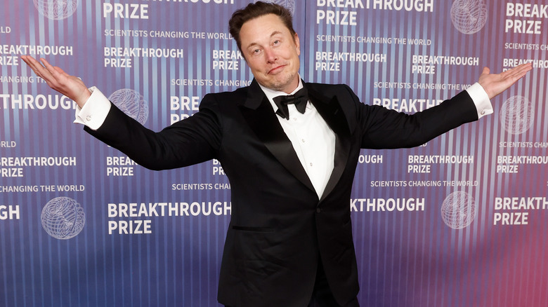 Elon Musk raising his arms