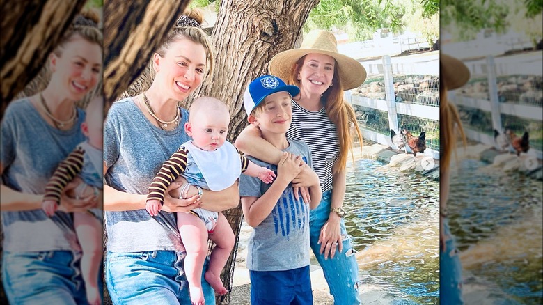 Kaley Cuoco and Amy Davidson with kids