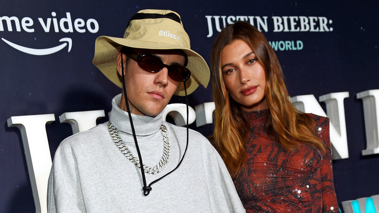 Justin Bieber and Hailey Baldwin at an event.