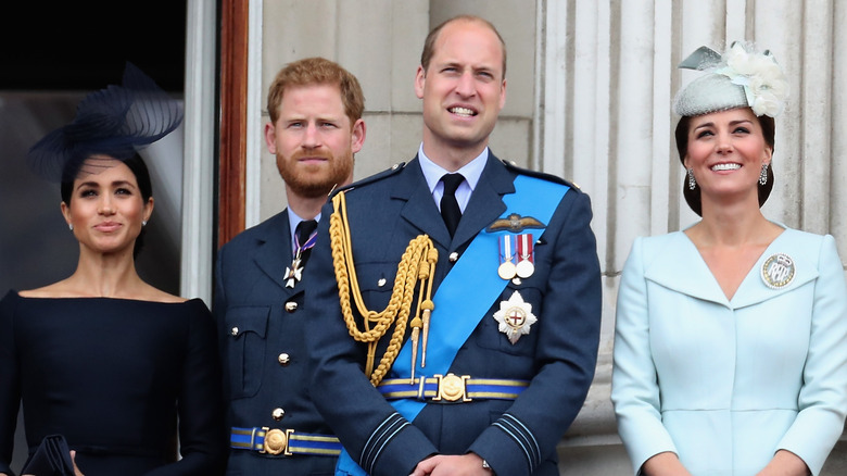 Meghan Markle with Prince Harry, Prince William and Kate Middleton.