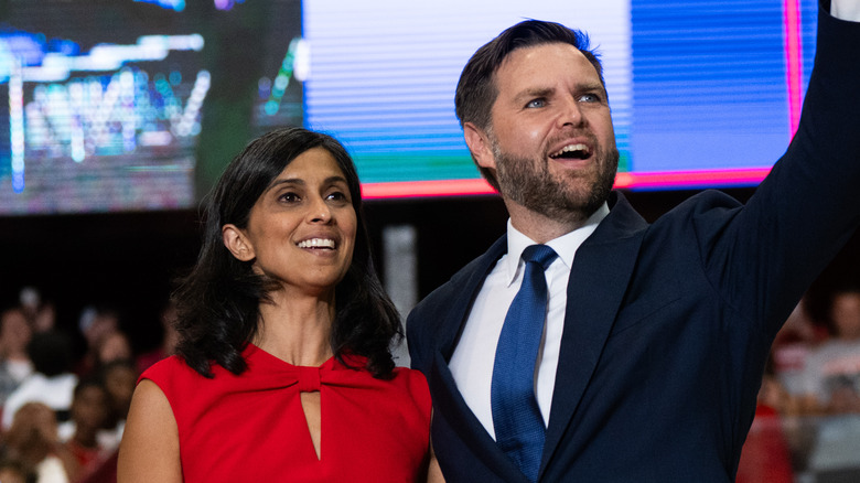 Usha and JD Vance posing