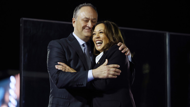 Doug Emhoff and Kamala Harris hugging