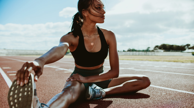 Woman getting ready for a run