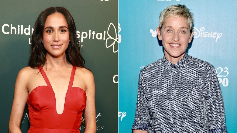 Ellen DeGeneres and Meghan Markle smiling