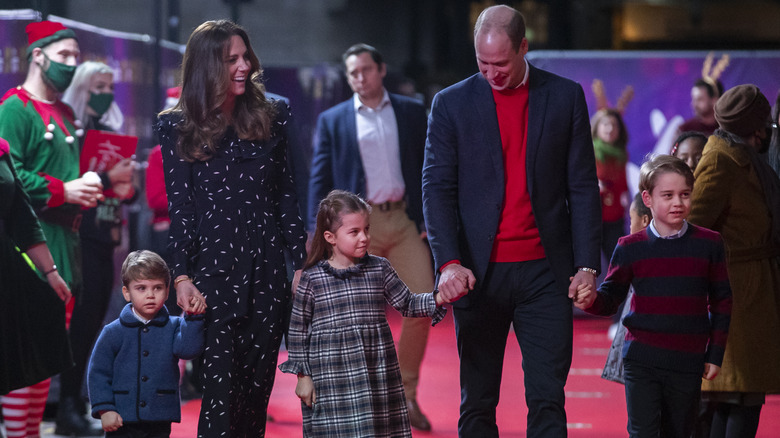 Prince William and Kate Middleton with their children.