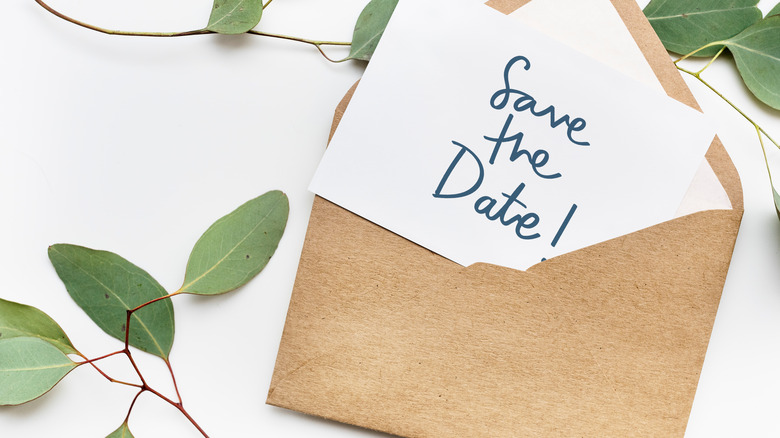 save the date in an envelope