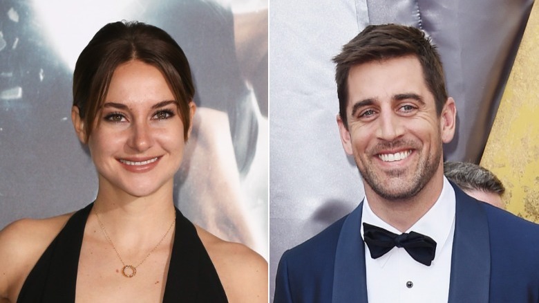 Shailene Woodley and Aaron Rodgers smiling 