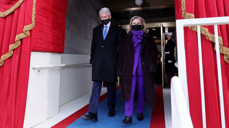 Hillary and Bill Clinton walking into President Biden's inauguration