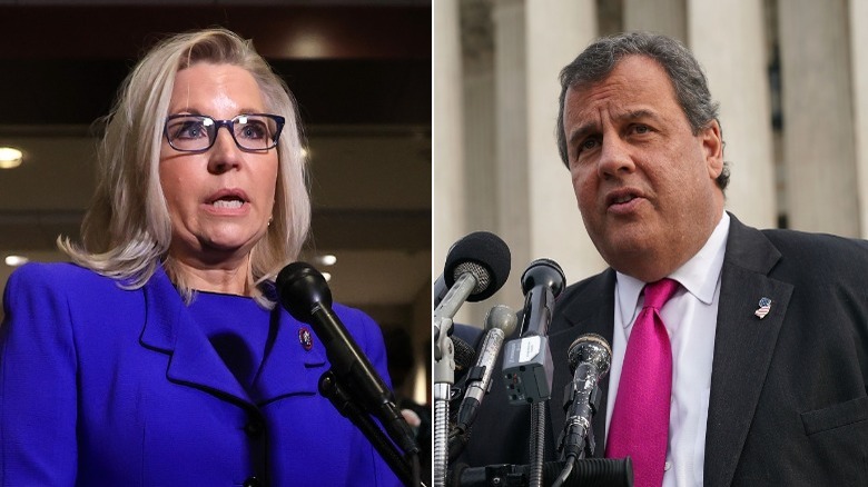 Liz Cheney and Chris Christie giving speeches