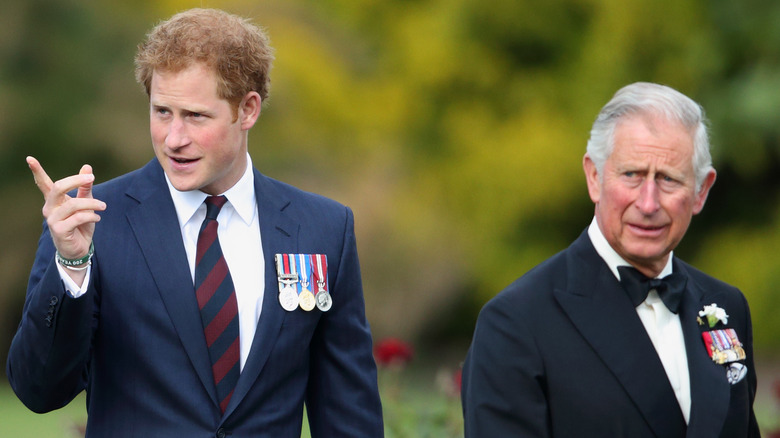 Prince Charles with youngest son Prince Harry. 