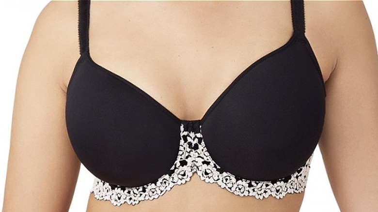 Wacoal black bra with white lace