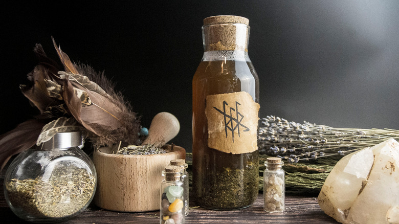 Potion ingredients and crystals