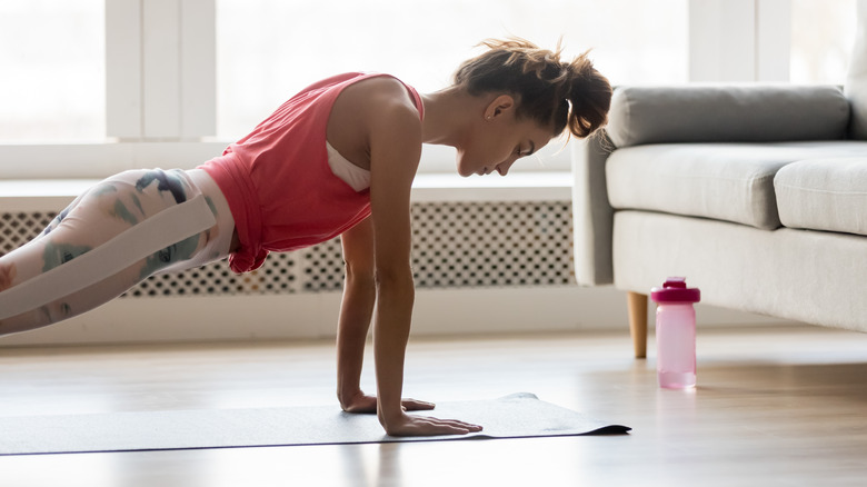 woman doing a push-up