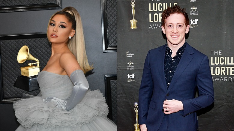 Ariana Grande and Ethan Slater split image