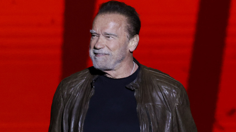 Arnold Schwarzenegger making an appearance onstage