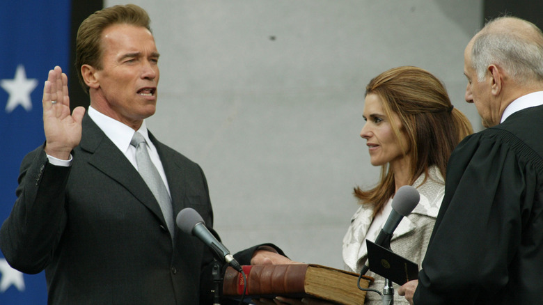 Arnold Schwarzenegger being sworn in as governor