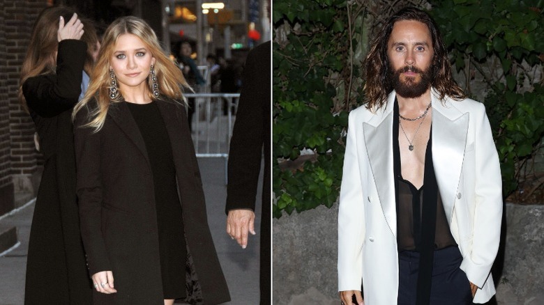 Ashley Olsen poses outside for a photo (left) Jared Leto poses for a photo (right)