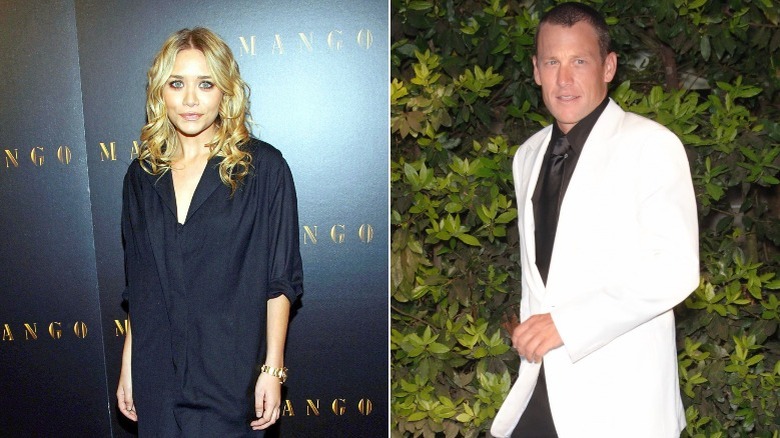 Ashley Olsen poses for a photo (left) and Lance Armstrong snapped while walking (right)