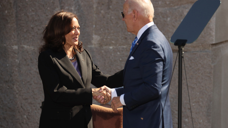 Kamala Harris and Joe Biden shaking hands