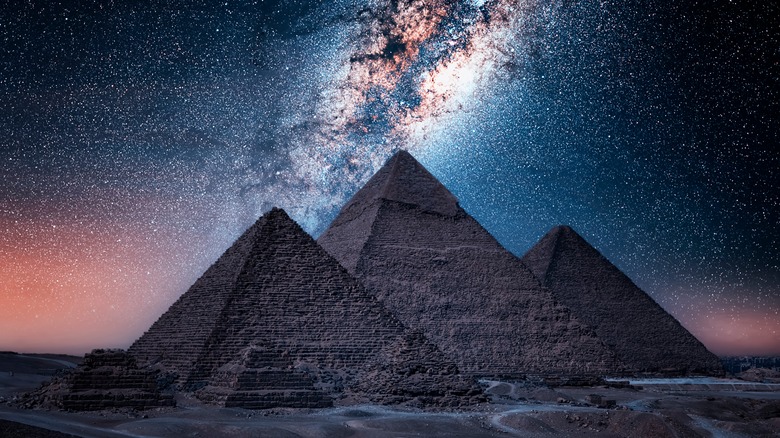 Pyramids at Giza at night 