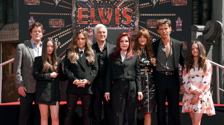 "Elvis" stars and Presley family posing