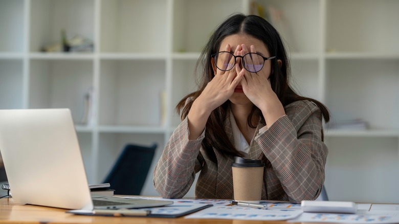 Woman feeling burned out