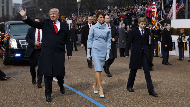 Donald, Melania, Barron Trump parade