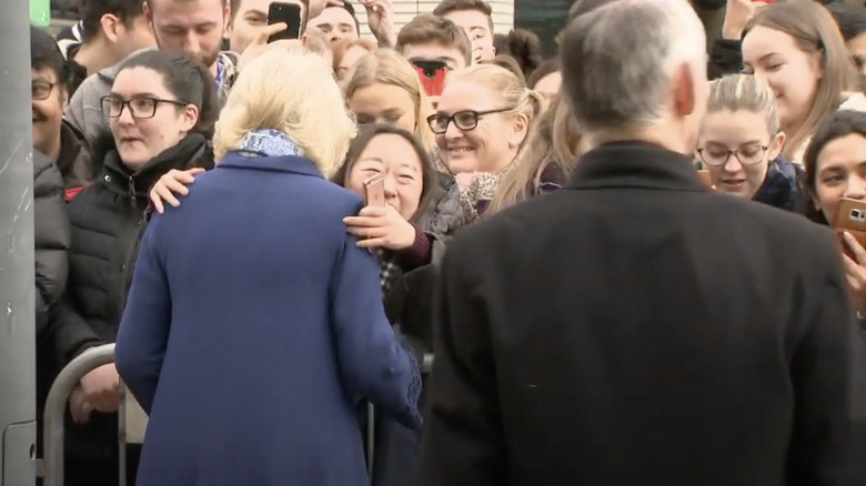 Camilla Parker Bowles receiving hug