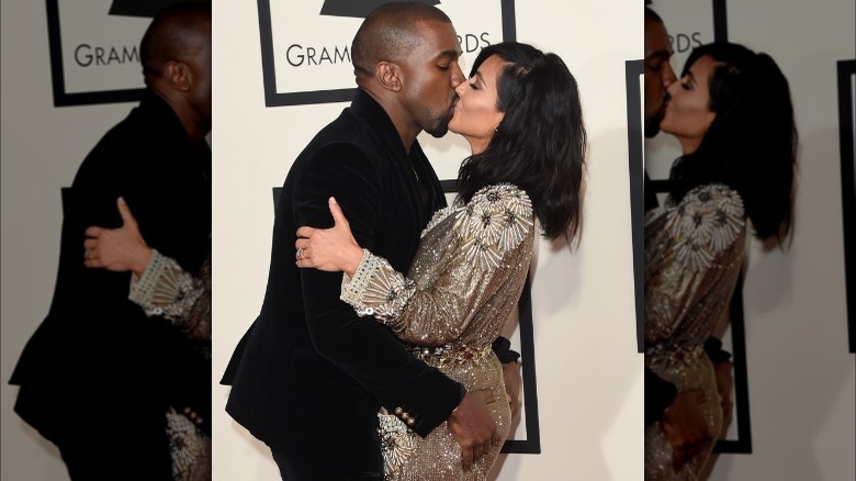 Kanye West and Kim Kardashian at Grammys