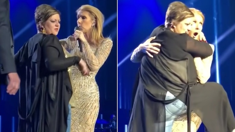 Celine Dion handling drunk fan on stage