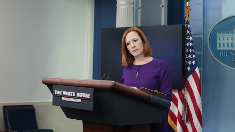 Jen Psaki at the podium 