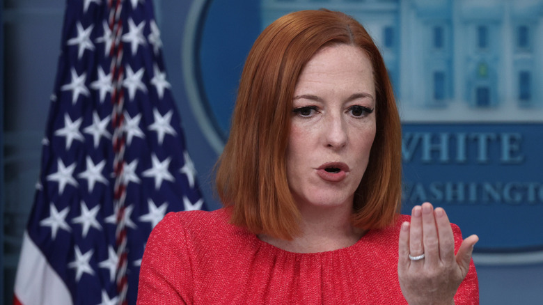 Jen Psaki at podium 