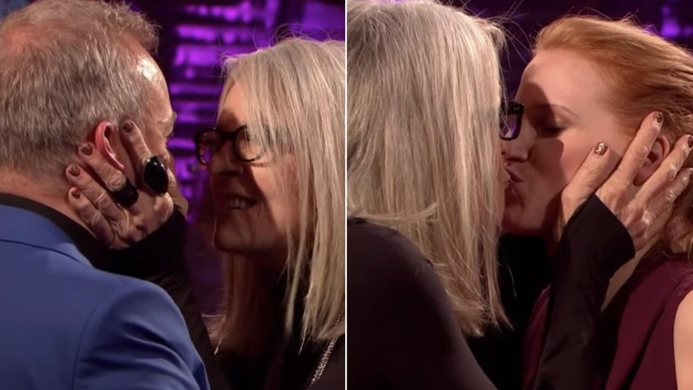 Diane Keaton kissing Graham Norton and Jessica Chastain