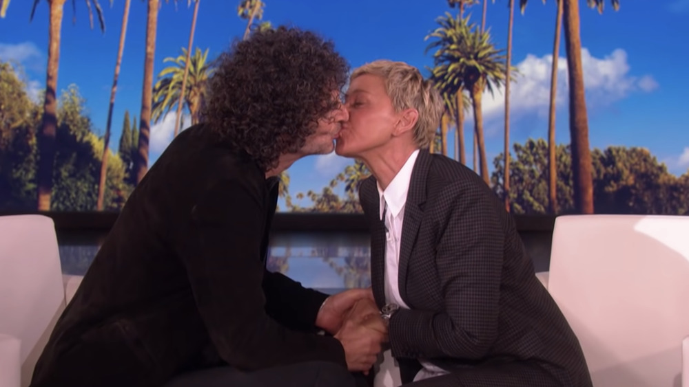 Howard Stern kissing Ellen DeGeneres