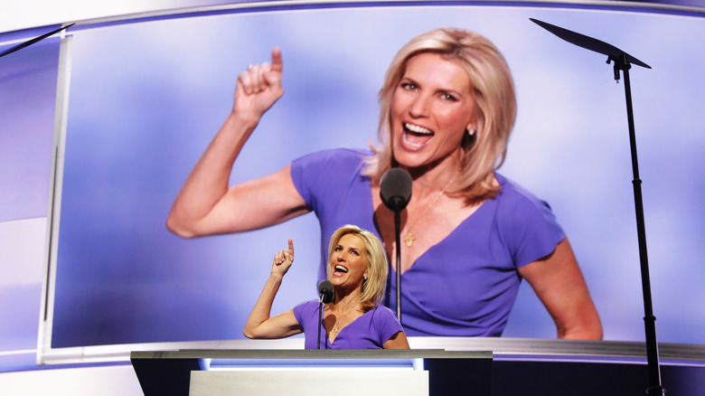 Laura Ingraham speaking at a podium