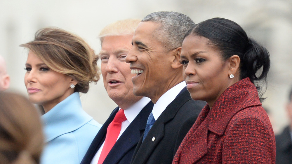 Michelle Obama, Barack Obama, Donald Trump, and Melania Trump