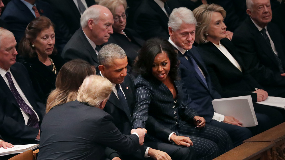 The Obamas, Clintons, and Trumps at George H.W. Bush's funeral